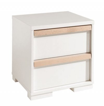 Vipack Table de chevet 2 tiroirs London Bois Blanc
