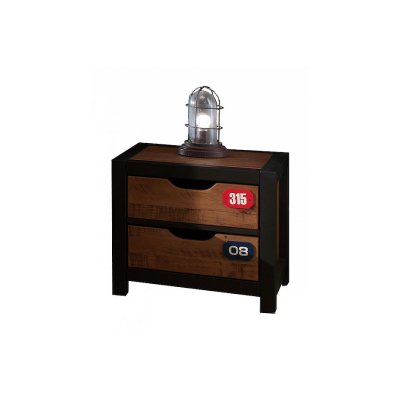 Vipack Table de chevet &agrave; 2 tiroirs Alex Bois Naturel