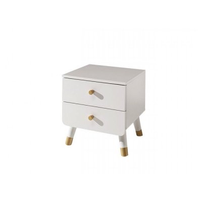 Vipack table de chevet &agrave; 2 tiroirs billy bois blanc satin&eacute; BINA2214