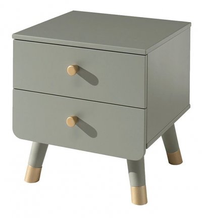 Vipack Table de chevet &agrave; 2 tiroirs Billy Bois Vert olive