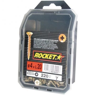 ROCKET Vis  &agrave; t&ecirc;te frais&eacute;e Pozi - 4x20 mm - lot de 220