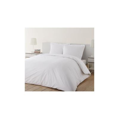 VISION  - Housse de couette unie 200x200cm avec 2 taies 65x65cm - Blanc - 100% coton