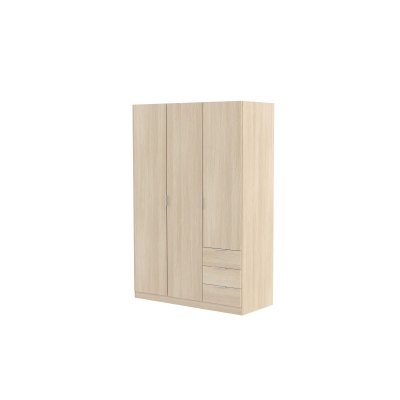 VITO Armoire 3 portes 3 tiroirs 180x121cm ch&ecirc;ne 