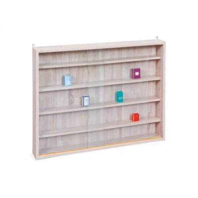 Vitrine murale pour miniatures 5 niveaux bois ch&ecirc;ne clair Colec