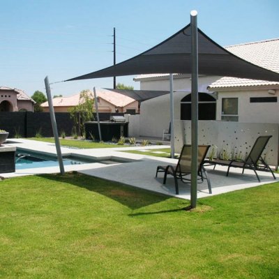 COTE STORE Voile d'ombrage 4 x 4 m imperm&eacute;able 220g/m&sup2; Haute densit&eacute; - Tissu d&eacute;perlant - Gris ardoise