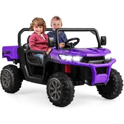 COSTWAY Voiture &Eacute;lectrique 2 Places Enfant 12V -  - Violet - Musique, USB, T&eacute;l&eacute;commande 2,4G