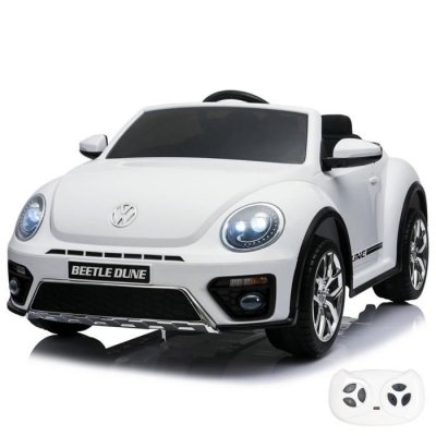 VROOOMY Voiture &eacute;lectrique enfant Volkswagen Dune Beetle - Blanc - Portes, 12V, T&eacute;l&eacute;commande 