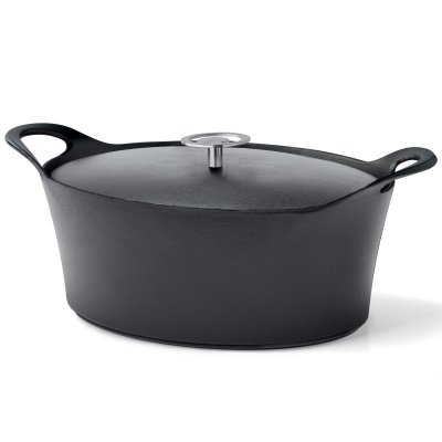 CUISINOX Volcan - cocotte ovale 29cm fonte de fer &eacute;maill&eacute;e noire avec couvercle