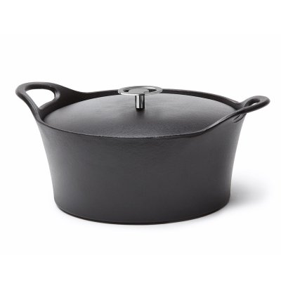 CUISINOX Volcan - cocotte ronde 24cm fonte de fer &eacute;maill&eacute;e noire avec couvercle