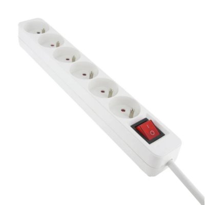 DIO Voltman 013076 Bloc 6 prises 2P + T + Interrupteur cordon 4 m