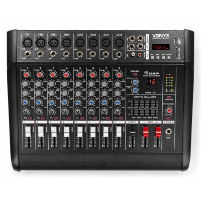 VONYX  am8a - console de mixage avec amplificateur 1000 watts, bt/mp3/usb/sd
