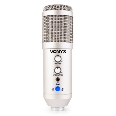 VONYX  CMS320S - Microphone studio USB avec bras articul&eacute; r&eacute;glable et filtre anti-pop - Titane