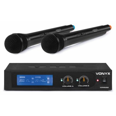 VONYX  WM522 - Set de 2 microphones sans fil - 2 Canaux, syst&egrave;me VHF avec valise de transport fournie