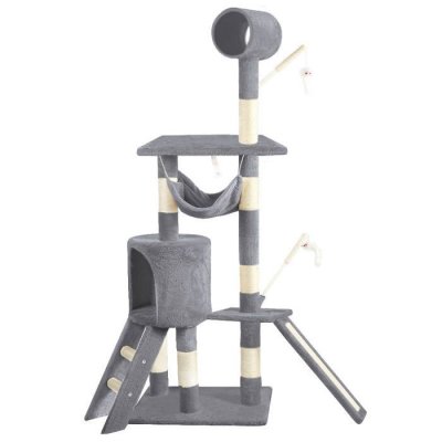 VOUNOT  Arbre &agrave; Chat 154cm avec Griffoir Plateforme Niche XXL Gris
