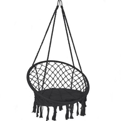 VOUNOT  Fauteuil suspendu avec coussin rond noir