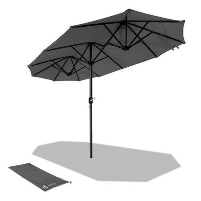 VOUNOT  parasol jardin double aluminium 150 x 300 cm gris