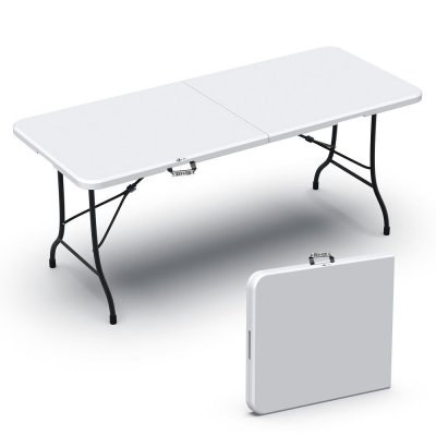 VOUNOT  Table de camping pique nique pliable 180cm HDPE blanc
