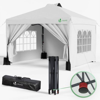 VOUNOT  Tonnelle de Jardin 3x3m POP UP installation facile avec portes et fenetres Blanc 