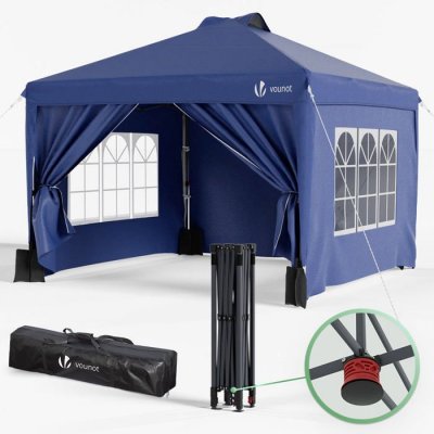 VOUNOT  Tonnelle de Jardin 3x3m POP UP installation facile avec portes et fenetres Bleu 