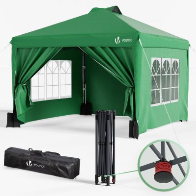 VOUNOT  Tonnelle de Jardin 3x3m POP UP installation facile avec portes et fenetres Vert