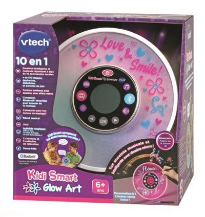 VTECH  - Kidi Smart Glow Art - Enceinte et R&eacute;veil Rose