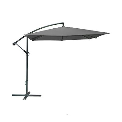 CEMONJARDIN Wadiga - Parasol D&eacute;port&eacute; avec Manivelle Toile Grise - 250x250cm - Gris
