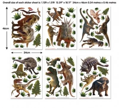  Walltastic Stickers muraux, Multicolore, 6 Large Sheets, 34 cm x 46 cm