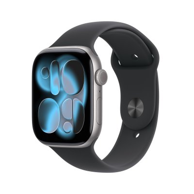 Watch Series 11 GPS 46mm Boitier en Aluminium Gris Sid&eacute;ral avec Bracelet Sport Noir - S/M