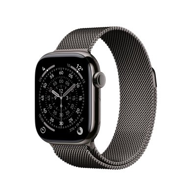 Watch Series 11 GPS + Cellular 42mm Boitier en Titane Ardoise avec Bracelet Milanais Noir
