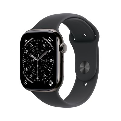 Watch Series 11 GPS + Cellular 42mm Boitier en Titane Ardoise avec Bracelet Sport Noir - M/L