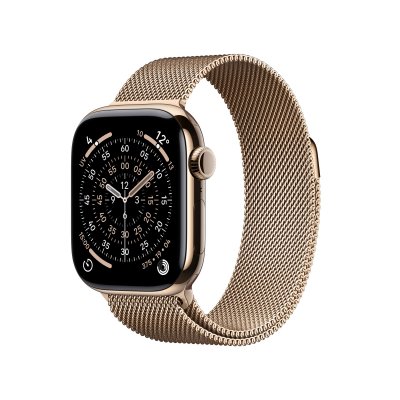 Watch Series 11 GPS + Cellular 42mm Boitier en Titane Or avec Boucle Milanaise Or