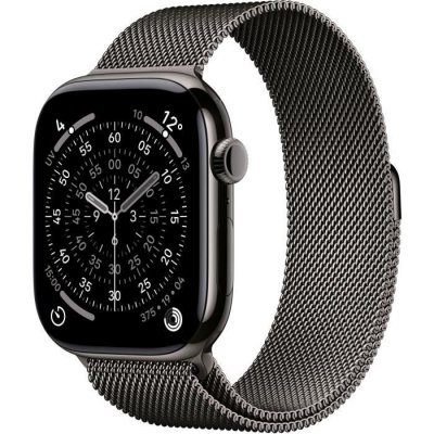 Watch Series 11 GPS + Cellular 46mm Boitier en Titane Ardoise avec Bracelet Milanais Noir - S/M
