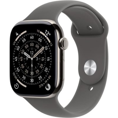 Watch Series 11 GPS + Cellular 46mm Boitier en Titane Naturel avec Bracelet Sport Gris Min&eacute;ral - M/L