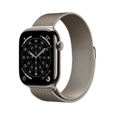 Watch Series 11 GPS + Cellular 46mm Boitier en Titane Naturel avec Natural Milanese Loop - S/M