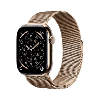 Watch Series 11 GPS + Cellular 46mm Boitier en Titane Or avec Boucle Milanaise Or - S/M