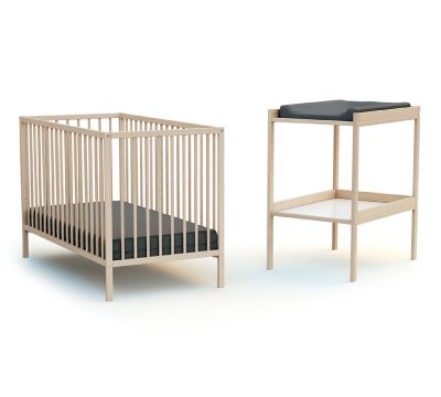 WEBABY - Duo Lit B&eacute;b&eacute; et Table &agrave; Langer H&ecirc;tre Brut