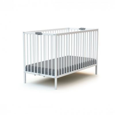 Webaby Lit b&eacute;b&eacute; pliant blanc en bois massif 60x120