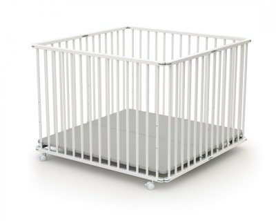 WEBABY Parc b&eacute;b&eacute; pliable h&ecirc;tre blanc 100x100 cm