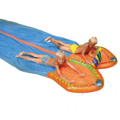 HAPPY PEOPLE WEHNCKE Toboggan aquatique double 650x180 cm Orange et bleu