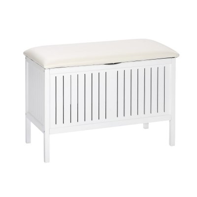 WENKO  Banc Coffre &agrave; Linge en Bois Olso Blanc