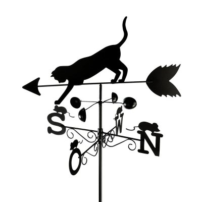 CEMONJARDIN WENKO Girouette Chat, M&eacute;tal verni, 50 x 170 x 40 cm, Noir