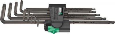 WERA  05024460001 967/9 TX XL 1 Jeu de cl&eacute;s m&acirc;les coud&eacute;es Torx, 9 Pi&egrave;ces, Noir
