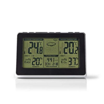 NEDIS WEST400BK Station M&eacute;t&eacute;o Capteur sans Fil R&eacute;veil Pr&eacute;visions M&eacute;t&eacute;orologiques