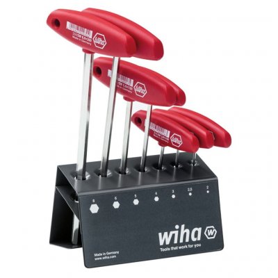WIHA  334VB Jeu de cl&eacute;s m&acirc;les six pans avec manche en T 7 pi&egrave;ces