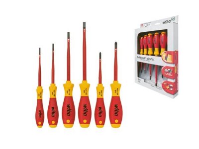 WIHA  SoftFinish Jeu de tournevis d'&eacute;lectricien 6 pi&egrave;ces SlimFix 35389