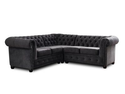 LISA DESIGN William - canap&eacute; Chesterfield d'angle r&eacute;versible - 5 places - en velours