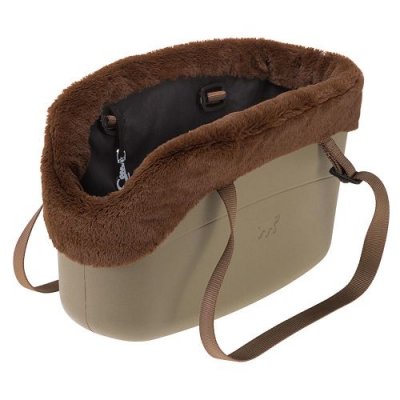 FERPLAST WITH ME Sac de transport avec fourrure pour chien sable 21,5 x 43,5 x 27cm