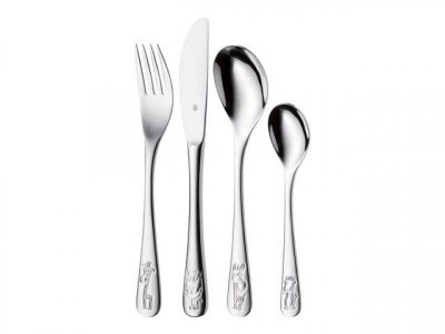 WMF  4 Pieces Childrens Cutlery Safari Argent&eacute;