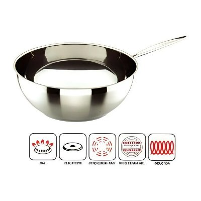 LACOR Wok Belly en inox - fond plat - D: 30 cm