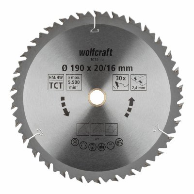 WOLFCRAFT  Lame scie circulaire CT 30 dents - &Oslash;190x16mm